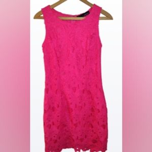 Chetta B. Hot Pink Floral Lace Fully Lined Women's Sheath Dress
